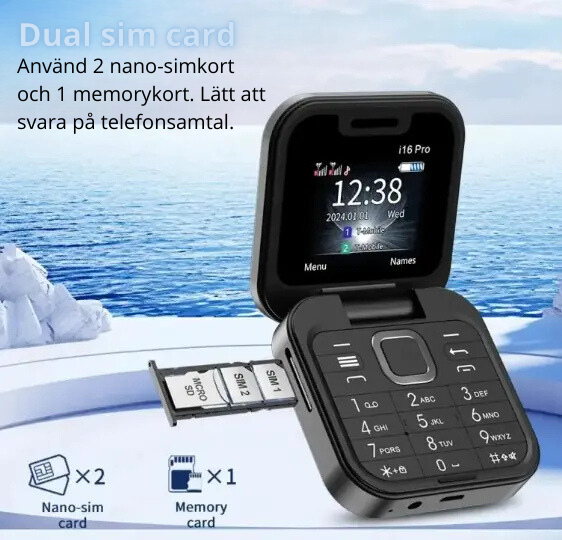 Icke-smart telefon I16 Mini dubbelkort 2Gđ